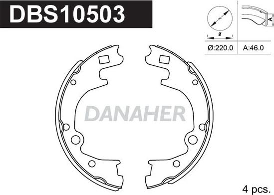 Danaher DBS10503 - Комплект гальм, барабанний механізм autozip.com.ua