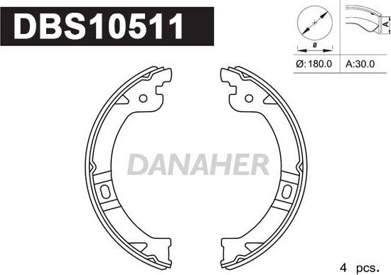 Danaher DBS10511 - Комплект гальм, ручник, парковка autozip.com.ua