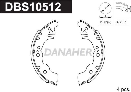 Danaher DBS10512 - Комплект гальм, барабанний механізм autozip.com.ua