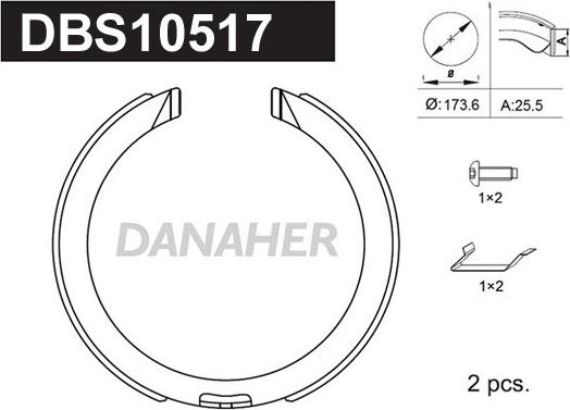 Danaher DBS10517 - Комплект гальм, ручник, парковка autozip.com.ua