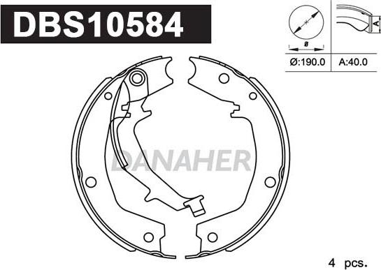Danaher DBS10584 - Комплект гальм, ручник, парковка autozip.com.ua