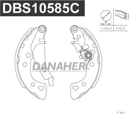 Danaher DBS10585C - Комплект гальм, барабанний механізм autozip.com.ua