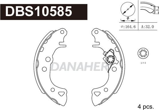 Danaher DBS10585 - Комплект гальм, барабанний механізм autozip.com.ua