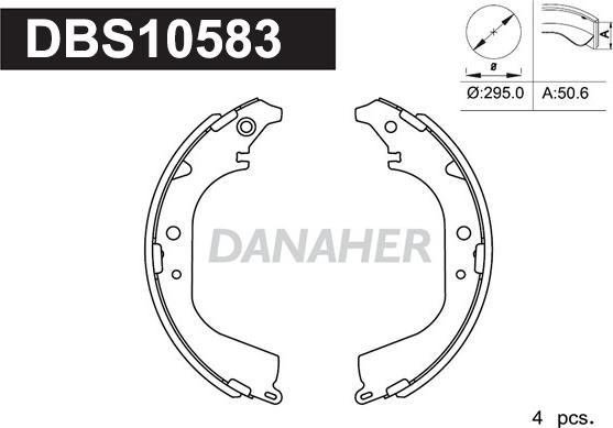 Danaher DBS10583 - Комплект гальм, барабанний механізм autozip.com.ua
