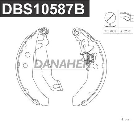 Danaher DBS10587B - Комплект гальм, барабанний механізм autozip.com.ua