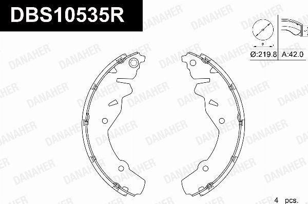 Danaher DBS10535R - Комплект гальм, барабанний механізм autozip.com.ua