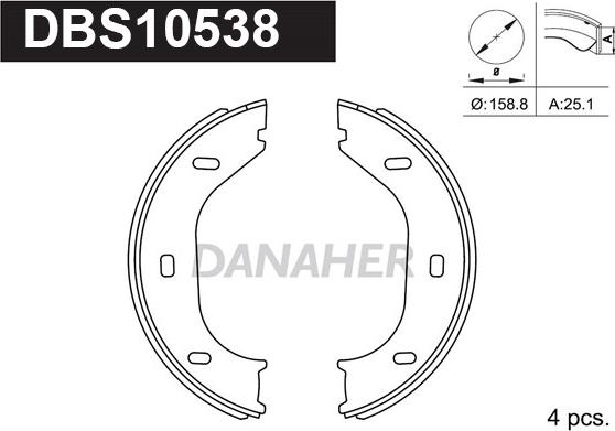 Danaher DBS10538 - Комплект гальм, ручник, парковка autozip.com.ua