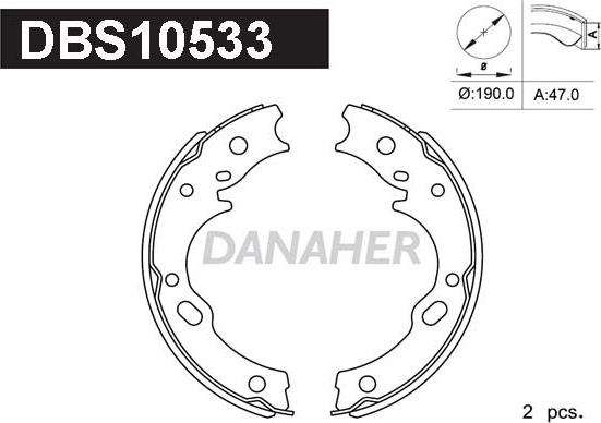 Danaher DBS10533 - Комплект гальм, ручник, парковка autozip.com.ua