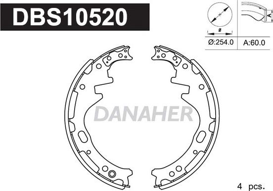 Danaher DBS10520 - Комплект гальм, барабанний механізм autozip.com.ua
