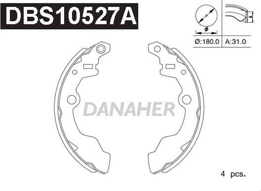 Danaher DBS10527A - Комплект гальм, барабанний механізм autozip.com.ua