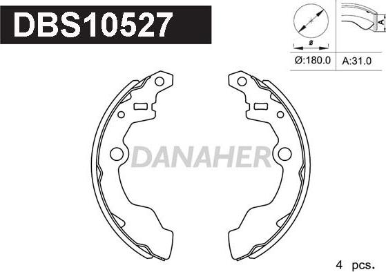 Danaher DBS10527 - Комплект гальм, барабанний механізм autozip.com.ua