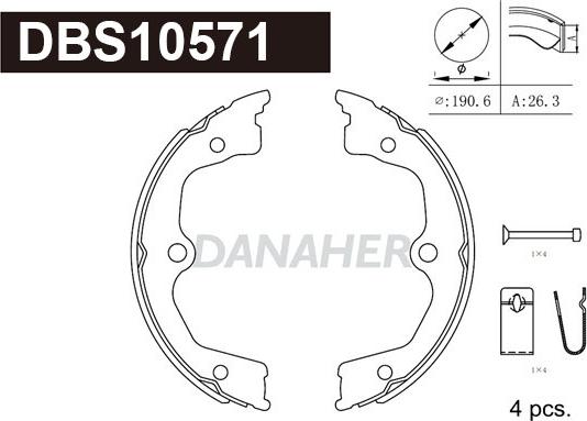 Danaher DBS10571 - Комплект гальм, ручник, парковка autozip.com.ua