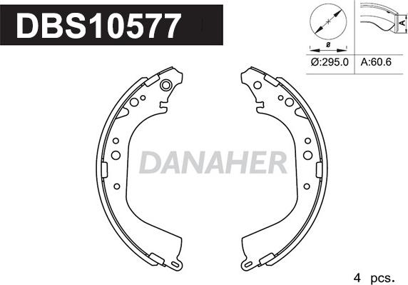 Danaher DBS10577 - Комплект гальм, барабанний механізм autozip.com.ua