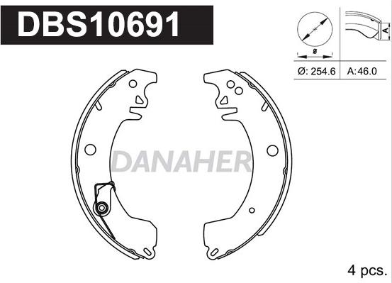 Danaher DBS10691 - Комплект гальм, барабанний механізм autozip.com.ua