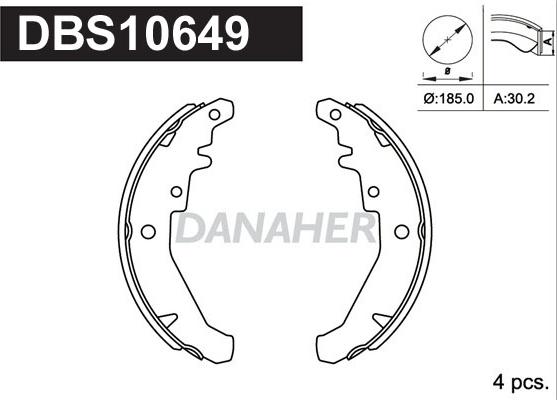 Danaher DBS10649 - Комплект гальм, барабанний механізм autozip.com.ua