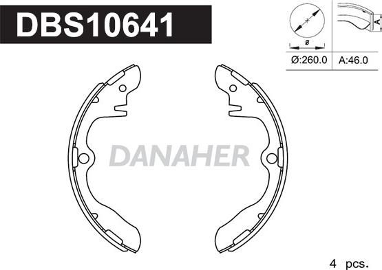 Danaher DBS10641 - Комплект гальм, барабанний механізм autozip.com.ua