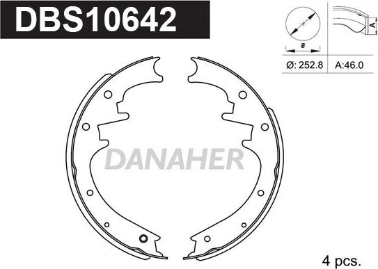 Danaher DBS10642 - Комплект гальм, барабанний механізм autozip.com.ua