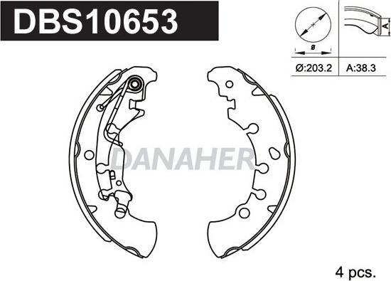 Danaher DBS10653 - Комплект гальм, барабанний механізм autozip.com.ua