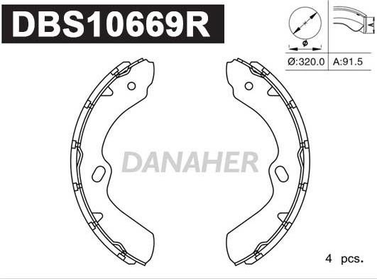 Danaher DBS10669R - Комплект гальм, барабанний механізм autozip.com.ua