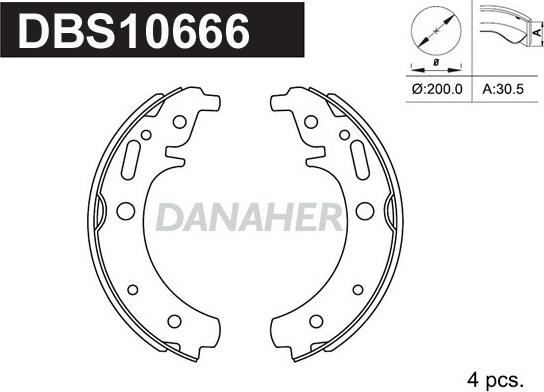 Danaher DBS10666 - Комплект гальм, барабанний механізм autozip.com.ua