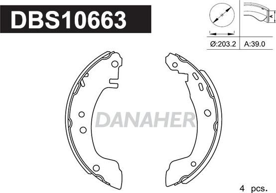 Danaher DBS10663 - Комплект гальм, барабанний механізм autozip.com.ua