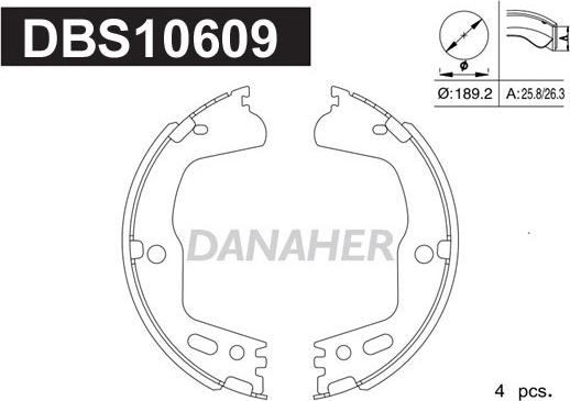 Danaher DBS10609 - Комплект гальм, ручник, парковка autozip.com.ua