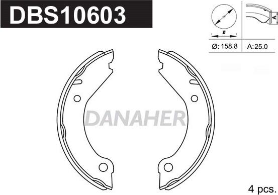 Danaher DBS10603 - Комплект гальм, ручник, парковка autozip.com.ua