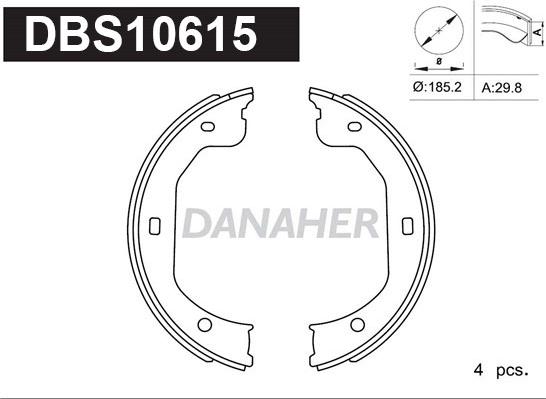 Danaher DBS10615 - Комплект гальм, ручник, парковка autozip.com.ua