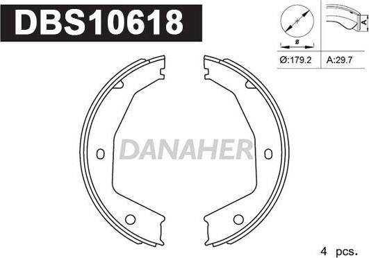 Danaher DBS10618 - Комплект гальм, ручник, парковка autozip.com.ua