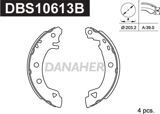 Danaher DBS10613B - Комплект гальм, барабанний механізм autozip.com.ua