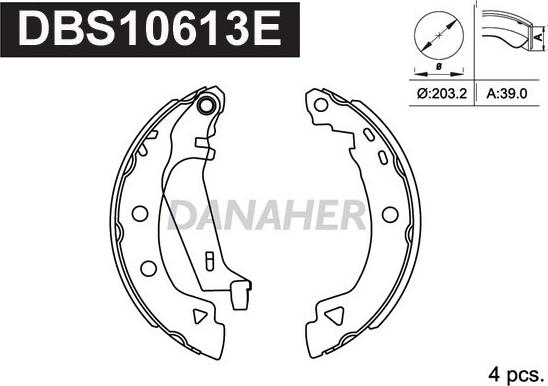 Danaher DBS10613E - Комплект гальм, барабанний механізм autozip.com.ua