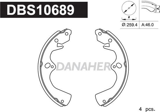 Danaher DBS10689 - Комплект гальм, барабанний механізм autozip.com.ua