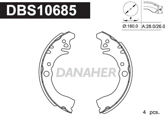 Danaher DBS10685 - Комплект гальм, барабанний механізм autozip.com.ua