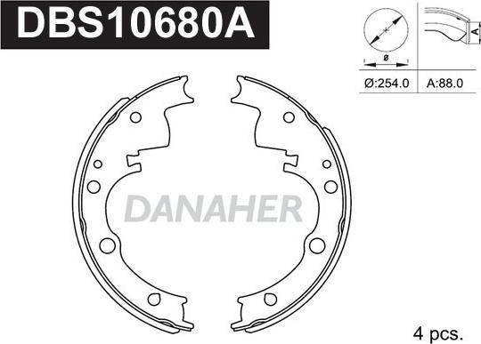 Danaher DBS10680A - Комплект гальм, барабанний механізм autozip.com.ua