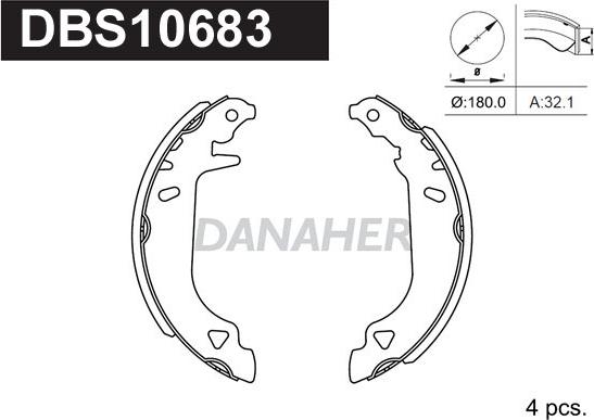 Danaher DBS10683 - Комплект гальм, барабанний механізм autozip.com.ua