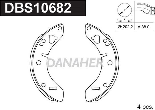 Danaher DBS10682 - Комплект гальм, барабанний механізм autozip.com.ua