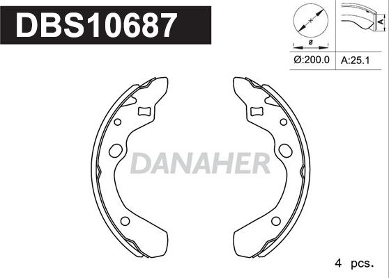 Danaher DBS10687 - Комплект гальм, барабанний механізм autozip.com.ua