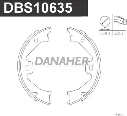Danaher DBS10635 - Комплект гальм, ручник, парковка autozip.com.ua