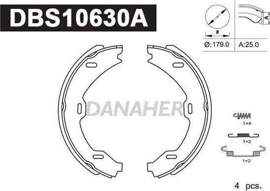 Danaher DBS10630A - Комплект гальм, ручник, парковка autozip.com.ua