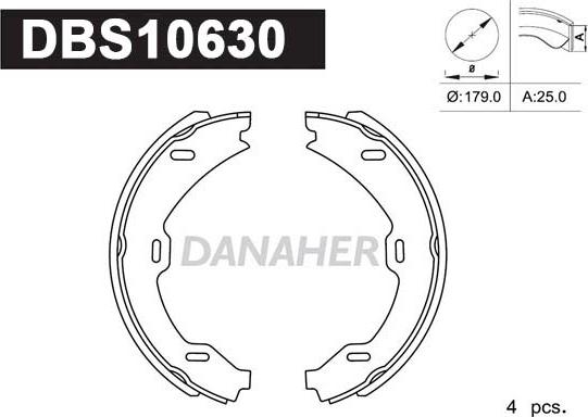 Danaher DBS10630 - Комплект гальм, ручник, парковка autozip.com.ua