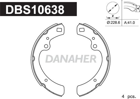 Danaher DBS10638 - Комплект гальм, барабанний механізм autozip.com.ua