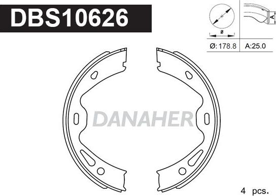 Danaher DBS10626 - Комплект гальм, ручник, парковка autozip.com.ua