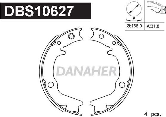 Danaher DBS10627 - Комплект гальм, ручник, парковка autozip.com.ua