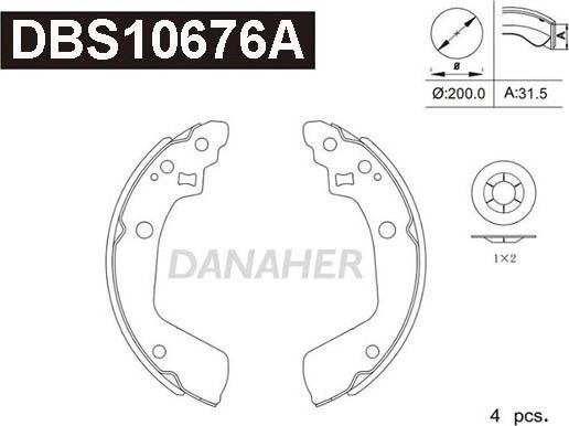 Danaher DBS10676A - Комплект гальм, барабанний механізм autozip.com.ua