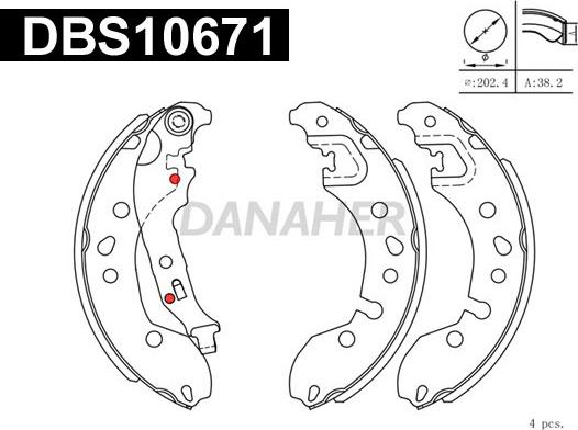 Danaher DBS10671 - Комплект гальм, барабанний механізм autozip.com.ua