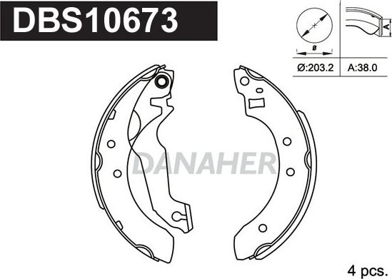 Danaher DBS10673 - Комплект гальм, барабанний механізм autozip.com.ua