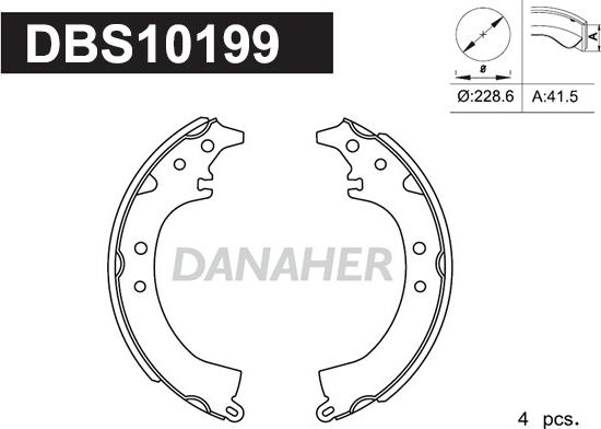 Danaher DBS10199 - Комплект гальм, барабанний механізм autozip.com.ua