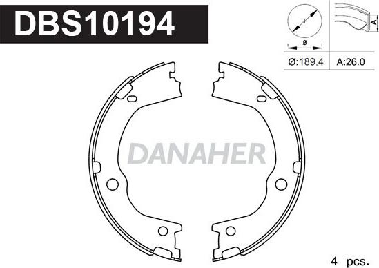 Danaher DBS10194 - Комплект гальм, ручник, парковка autozip.com.ua