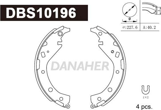 Danaher DBS10196 - Комплект гальм, барабанний механізм autozip.com.ua