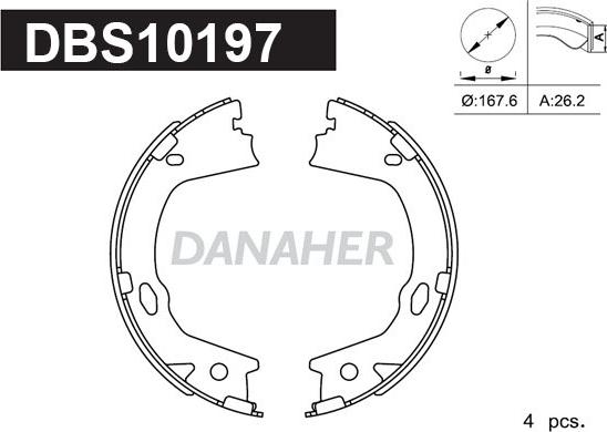 Danaher DBS10197 - Комплект гальм, ручник, парковка autozip.com.ua